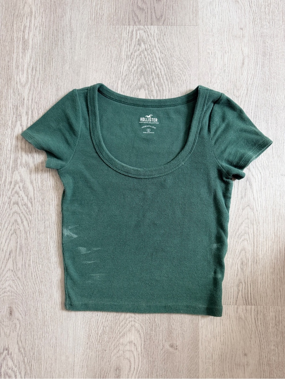 Hollister Forest Green Ribbed Scoop Crop Top